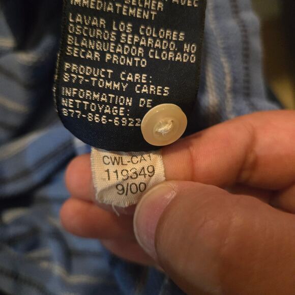 Tommy Hilfiger Men’s Large Blue Striped Rugby Polo Long Sleeve Shirt - Picture 5 of 8